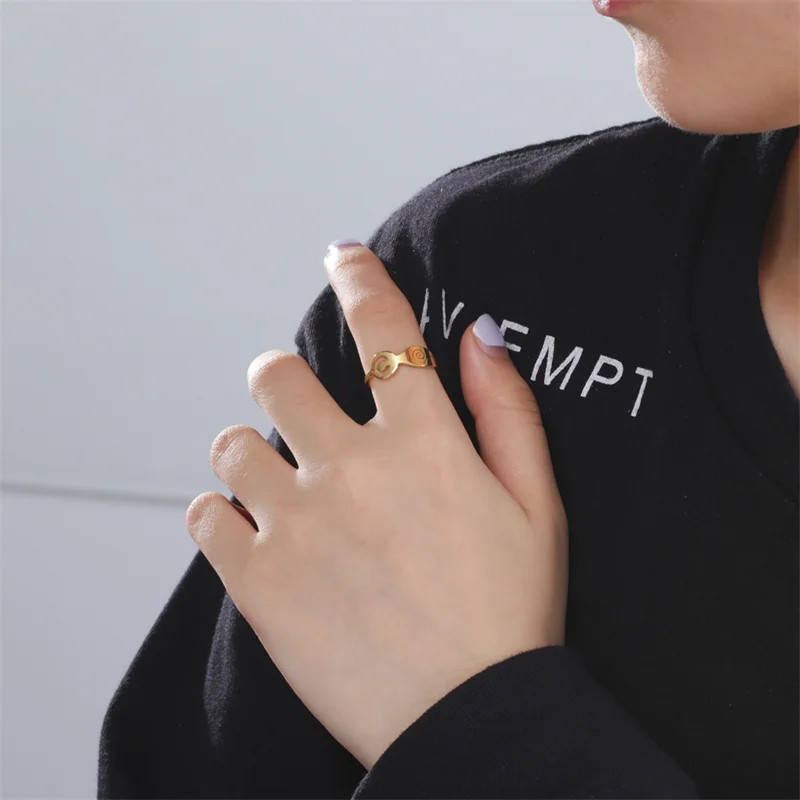 
Yiwu Meise ZZ175 Pegan Goddess Mother Earth Moon Goddess Rings Stainless Steel Women Girls Friendship Ring 