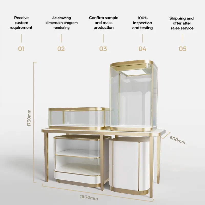 Factory wholesale jewellery stores furniture white custom logo watches glasses jewelry display cabinet cases for retail store