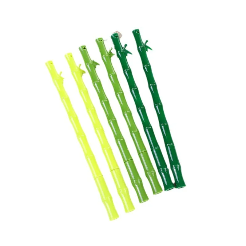 Hot sale 0.5mm needle plastic bamboo shaped gel pen  Cute Plastic Pens with custom logo