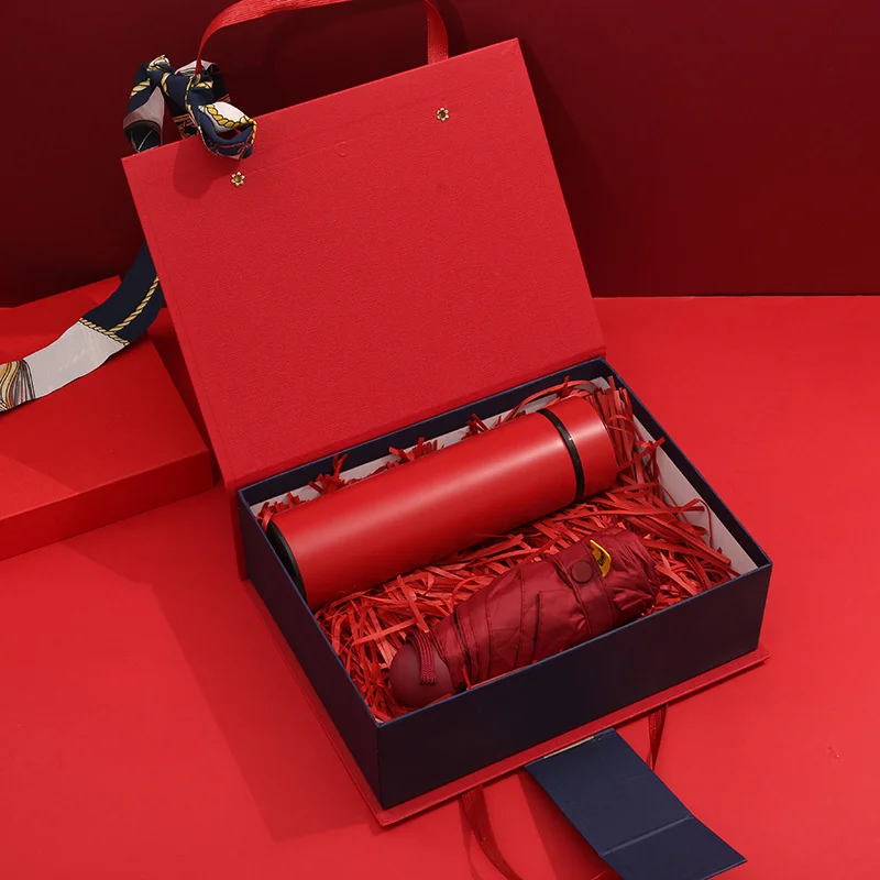 Hot sale Red scarf towel fan Umbrella birthday gift set  Corporate gift set