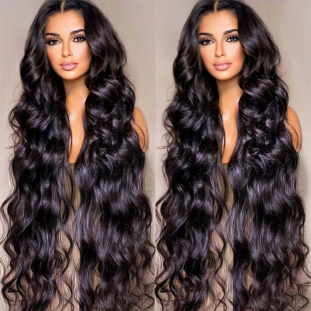 30 40Inch Natural Glueless full HD Swiss Transparent Human Hair Wigs, Brazilian 100% Human Hair Vendors Body Wave Lace front Wig