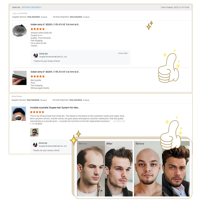 emeda Human hair toupee for men hairpiece bleached knots lace front pu around man hair patch hollywood