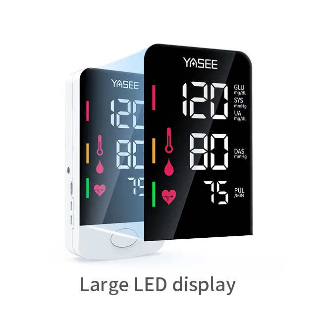 Portable Electronic Digital Upper Arm Blood Pressure Glucose/Uric Acid Monitor with Bluetooth Transmission Electric Power Source