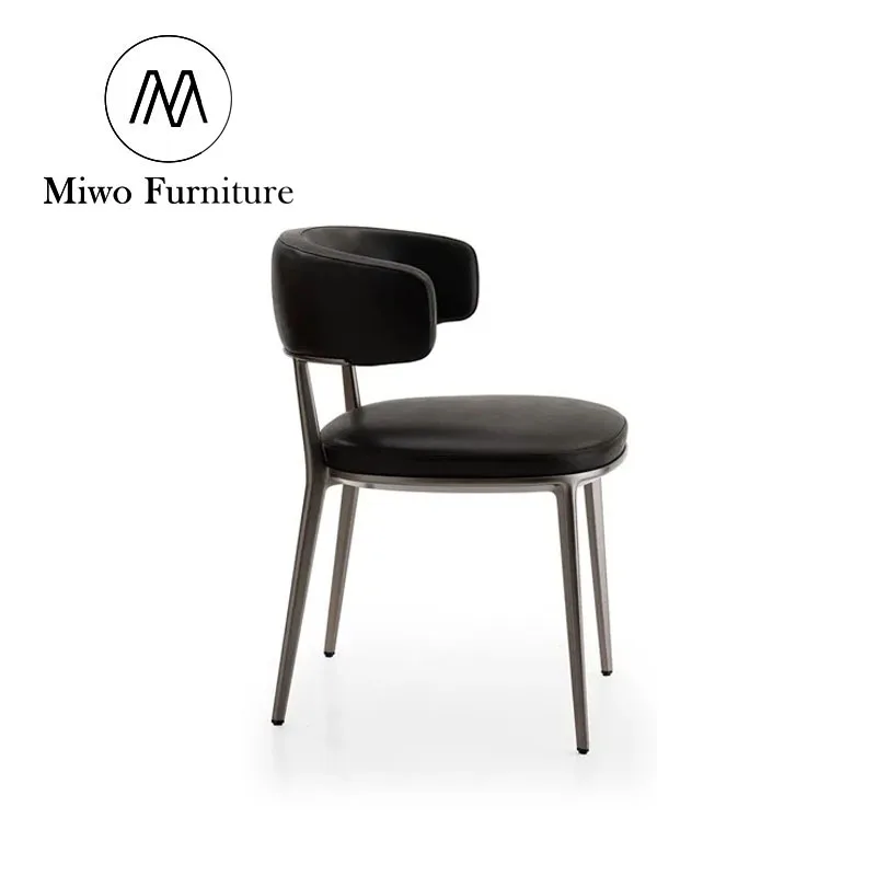 Luxury Dining Room Furniture Leather Dining Chair Modern for Nordic Restaurant Cafe Bistro Banquet Metal and Brown Dining Tables