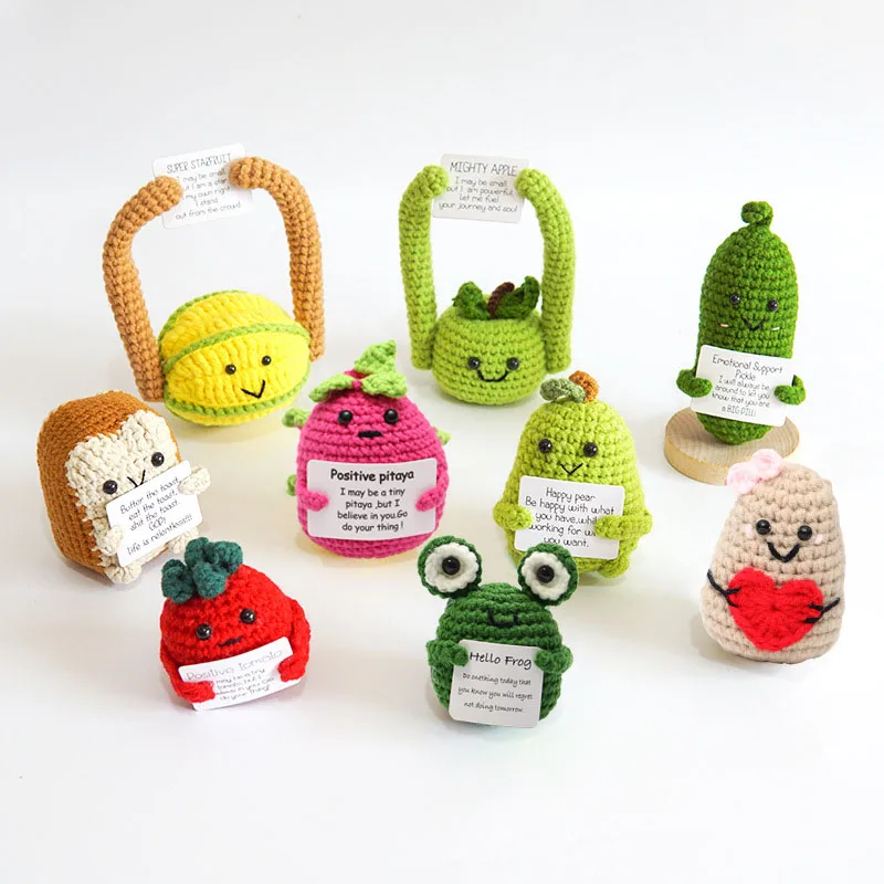 Handmade Emotional Support Pickled  Potato Cucumber Gift  Handwoven Christmas Knitting Crochet Positive Life Doll Ornament Gift