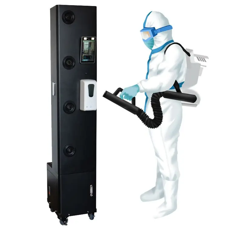 
walk through spray atomization disinfection gate with face recoginition smoke machine for disinfect 