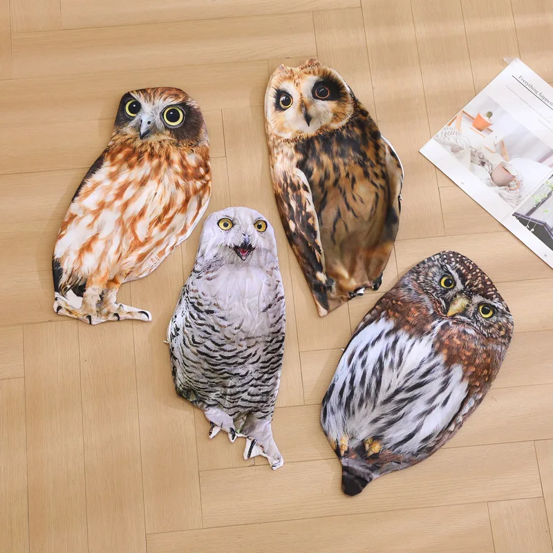CE Manufacturer Wholesale Cartoon Owl Plush Toy Leather Shell Semi-finished Skin Plush Toy Printing Owl Doll Leather