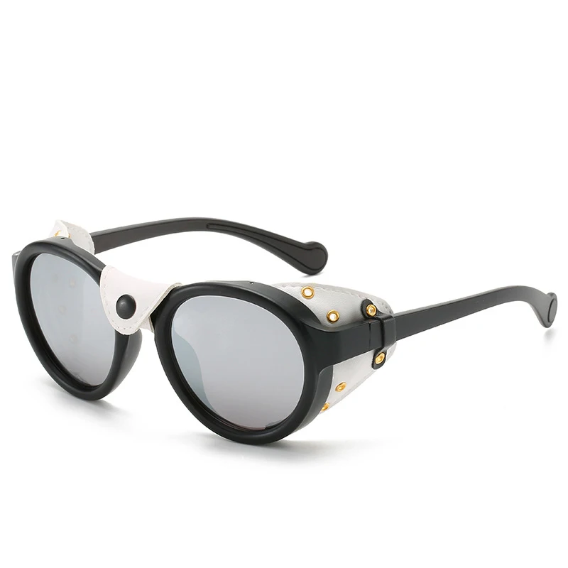 New retro leather case sunglasses 0046 European and American classic punk sunglasses men riding sunglasses