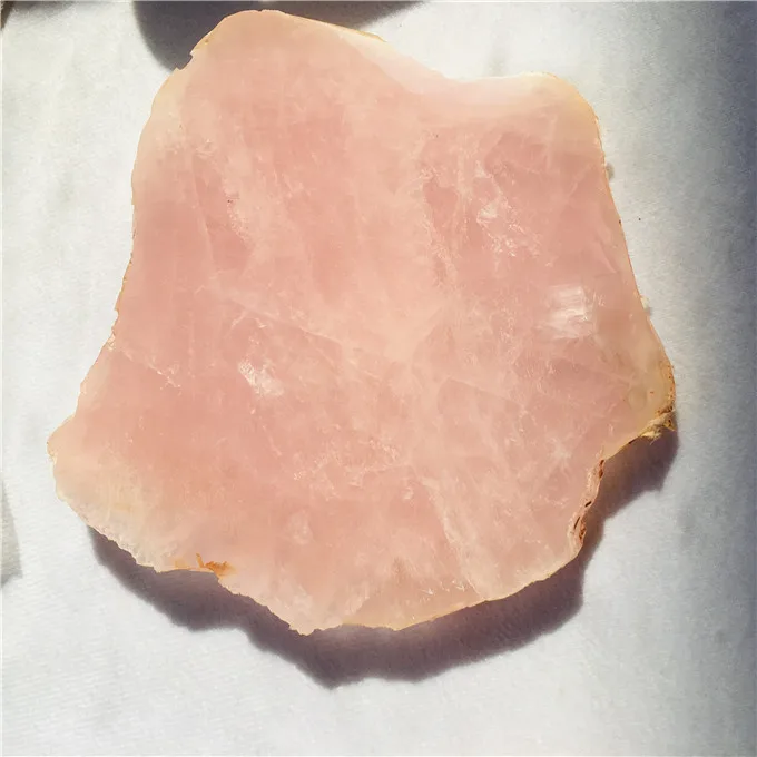 Rough Crystal Slab Mineral Natural Pink Rose Crystal Quartz Slice For Sale