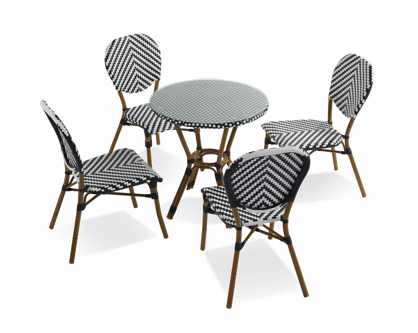 Outdoor Garden Set French Rattan Bistro Table and Chair Patio Dining Set for Courtyard Garden