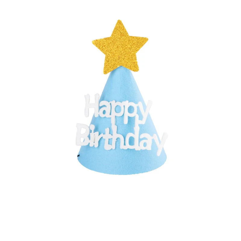 Kids Boy Girl Adult Universal Cone Hat Pink Blue 1st Birthday Party Decoration Set Decorations Paper Felt Birthday Hat