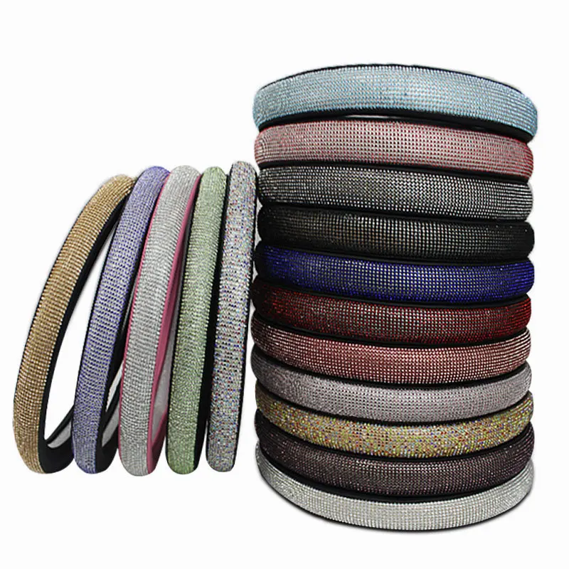 Crystal Diamond Steering Wheel Cover Universal fit for 14.5 in to 15 in round car steering wheels