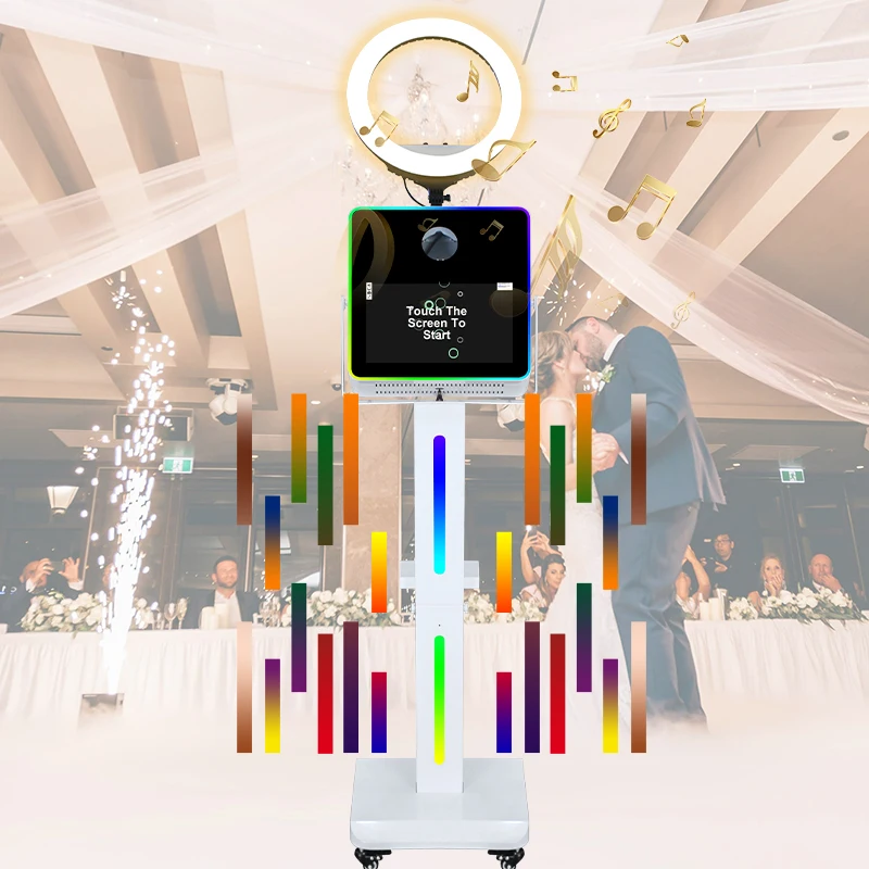 Portable Selfie Touch Screen 15.6Inch Dslr Photo Booth Wholesale Christmas Photo Booth Shell Flight Case Led Light