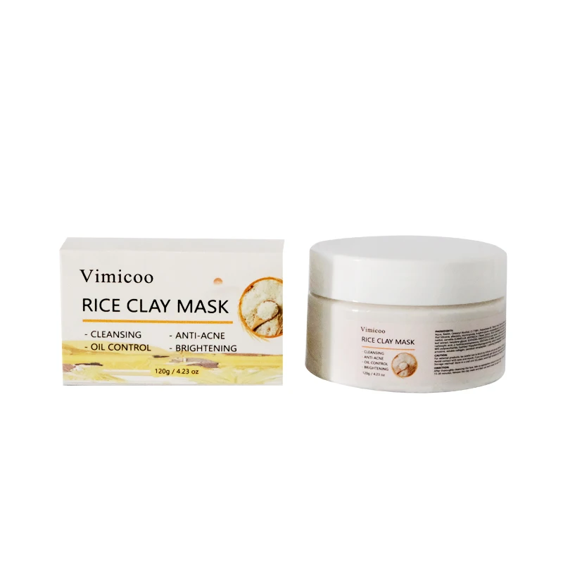 OEM ODM Korean Face Skin Care Products Deep Cleansing Rice Mud Claymask Oil Control Anti Acne Brightening Facial Rice Clay Mask