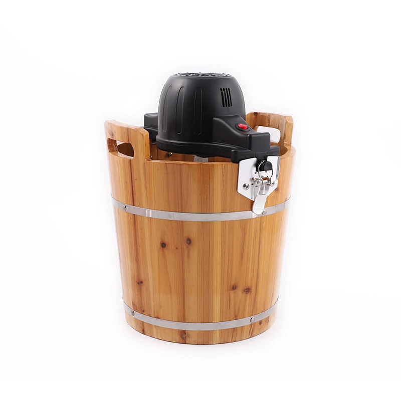 2021 Hot Sale High Quality Easy Cleaning Wood Bucket Homemade Fruit Yogurt Soft Ice Cream Maker Machine