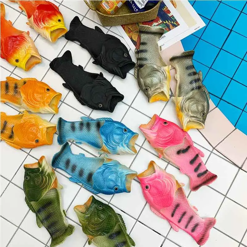 Hot Sale Funny Kids Cartoon Fish Shape Flip Flop Summer Anti-Slip Family Beach Casual Fitness Walking Slide for Children