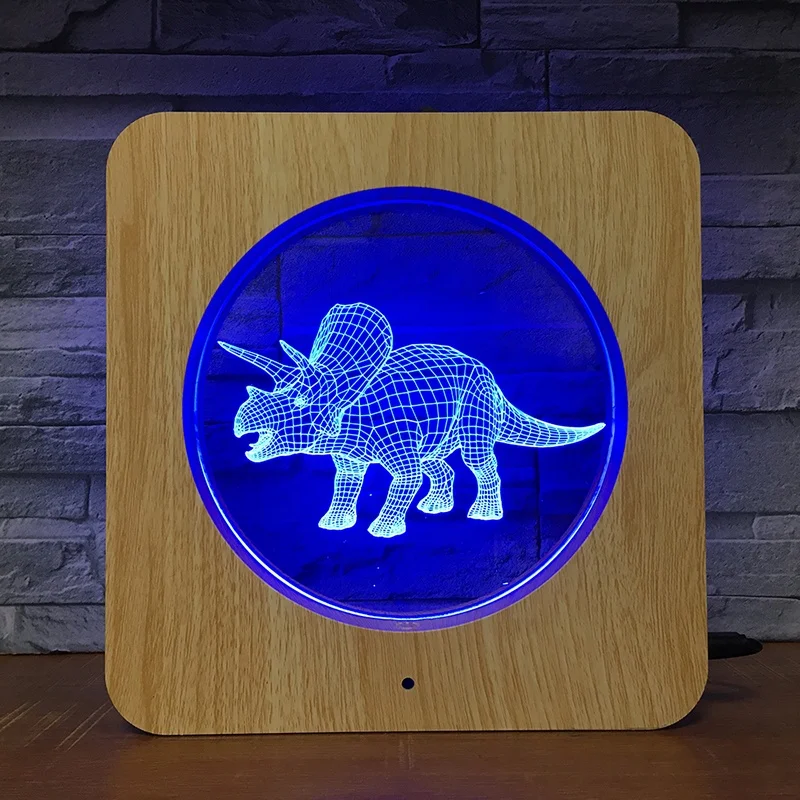 
KS 3D-12 triceratops dinosaur 3D photo frame illusion lamp-touch switch 7 color light Christmas day gift children gift 