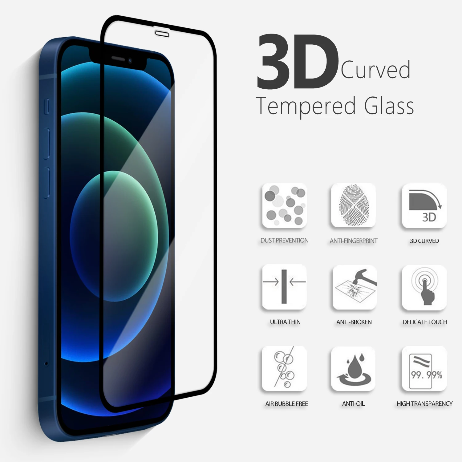 Armored glass protective film for iPhone 11/XR, 3D full screen armored glass film HD screen protective film 9H hard