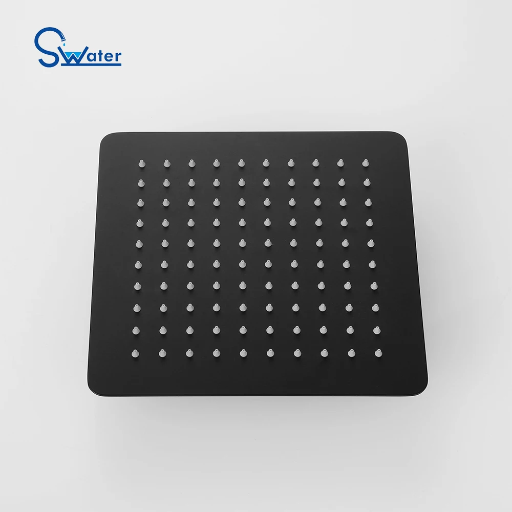 
SWATER S02 thermostatic in wall faucet luxury bath bathroom rain shower set, black hot and cold stainless steel no sliding bar 
