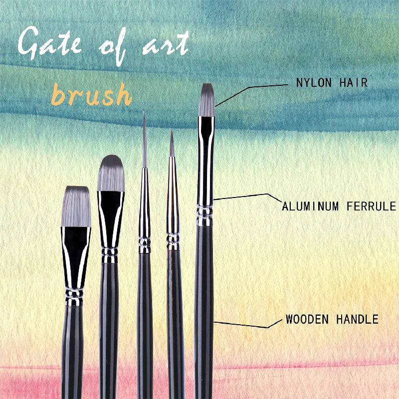 15pcs Nylon Hair Black Handle Artist Oil Painting Brushes Set for Acrylic Oil Watercolor  Painting