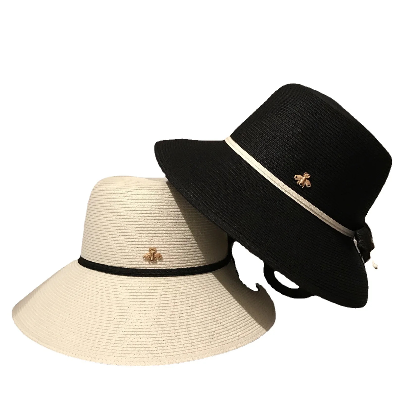 Wholesale Sun Cap Summer Sun Visor Big Edge Straw Ladies Outdoor Sun Protection Hat Bow Fisherman Hat Summer And Autumn