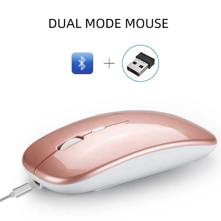 New Ultra-Thin Charging Wireless Silent Mute Mouse Office Mouse Rechargeable 2.4G BT Dual Mode Mouse