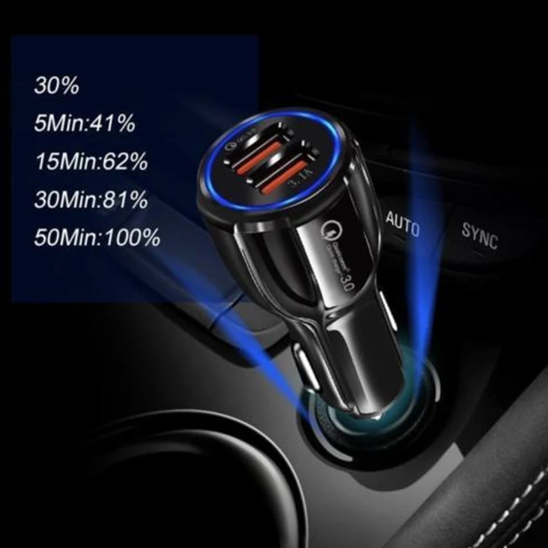  30W QC3.0 2 USB CAR charger 2021 car accessories best sellers accesorios de autos Other Auto