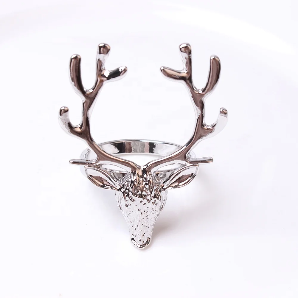 Napkin Ring Holder Party Wedding Hotel Table Decor Metal Reindeer Horn Custom Napkin Rings