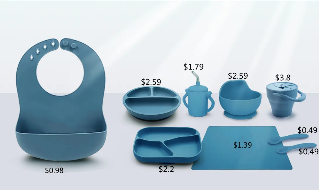 BPA Free silicone baby feeding set toddler dinner Bowls Cup Plate Set