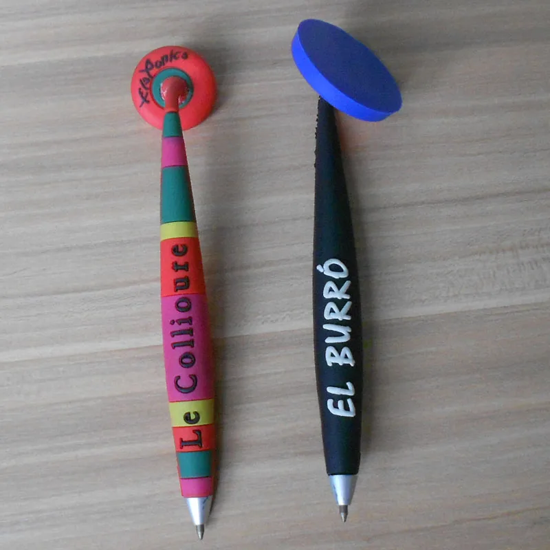 Fridge magnet pen custom made pvc silicone  rubber souvenir fridge magnet ballpoint ball pen with print logo