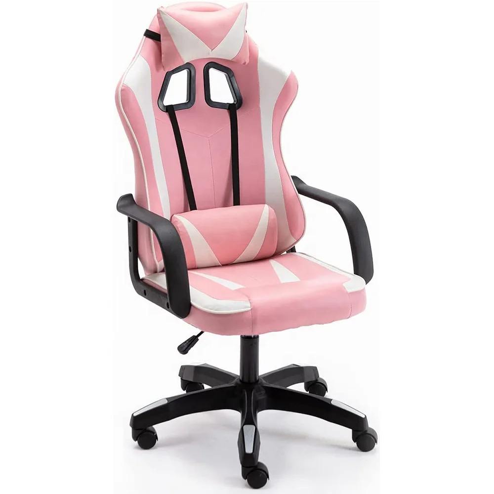 Pakistan popular high quality low MOQ PC Office Chair cheap Pink Gaming Chair Computer Gamer Chair for Girls nylon base