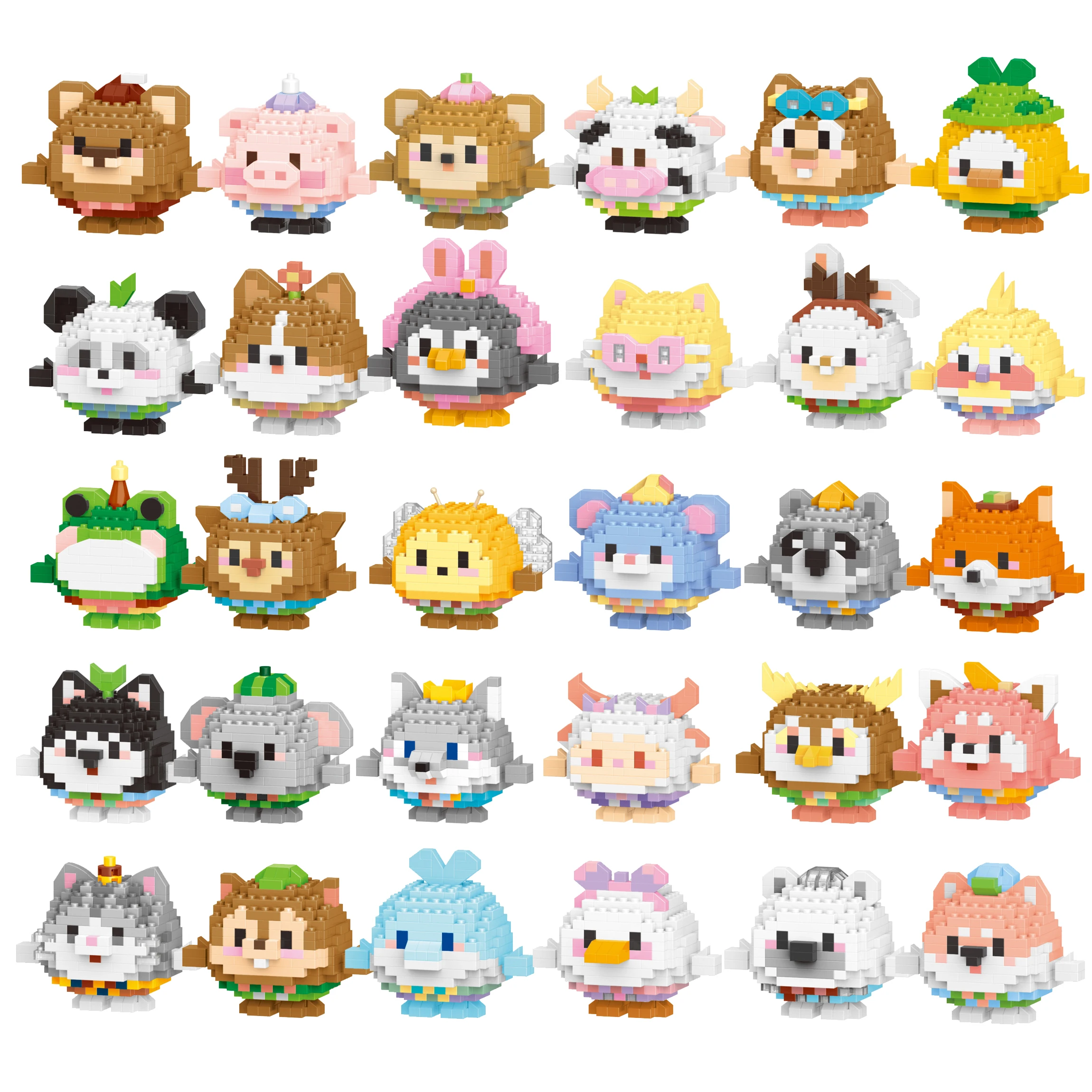 W2603 Cartoon Doll Micro-particle Animal Models Collection Puzzles Games Building Blocks Gift For Educational Kids Toys