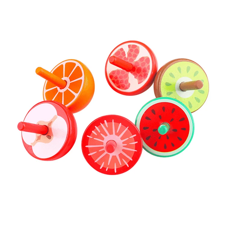 Other Educational Toys Spinning Top Gyro Peg-top Traditional Educational Wooden with Fruit for Children 2 to 4 Years Kids Game