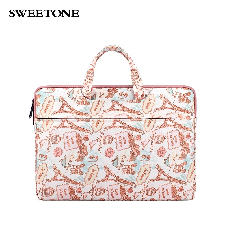 
Logo Branded Versatile Waterproof Antishock Canvas Leather Handbag Notebook Sleeve Laptop Bag 