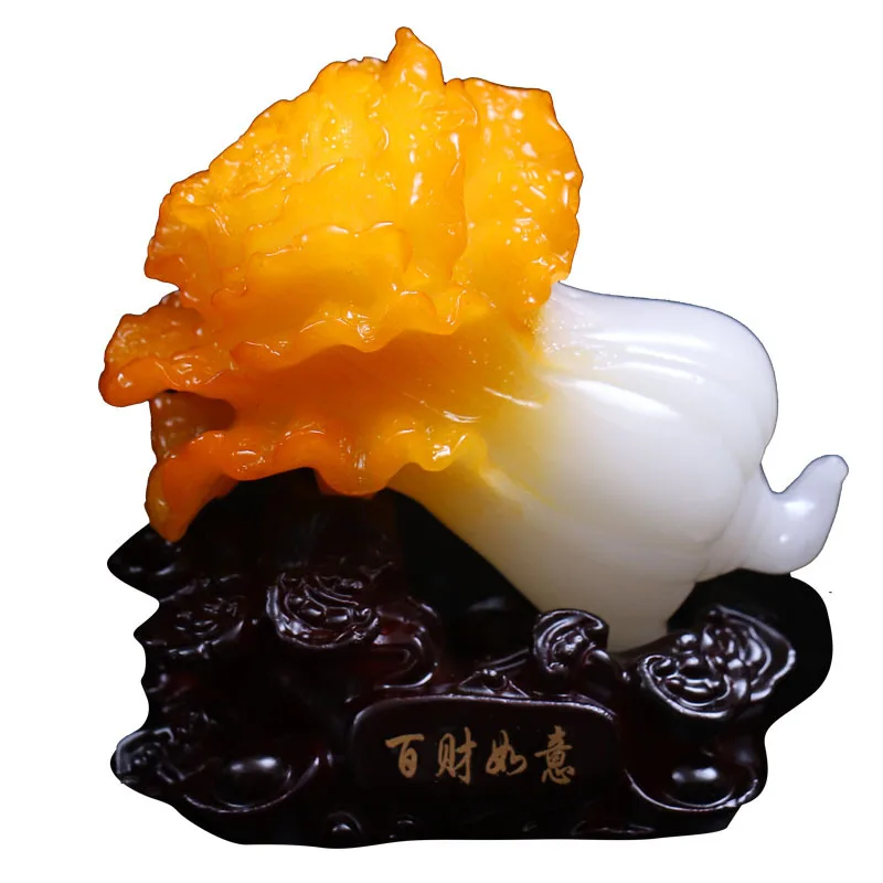 Home Decoration Sculpture Jade Material big Chinese cabbage Sculpture chinese Traditional Fengshui Poly