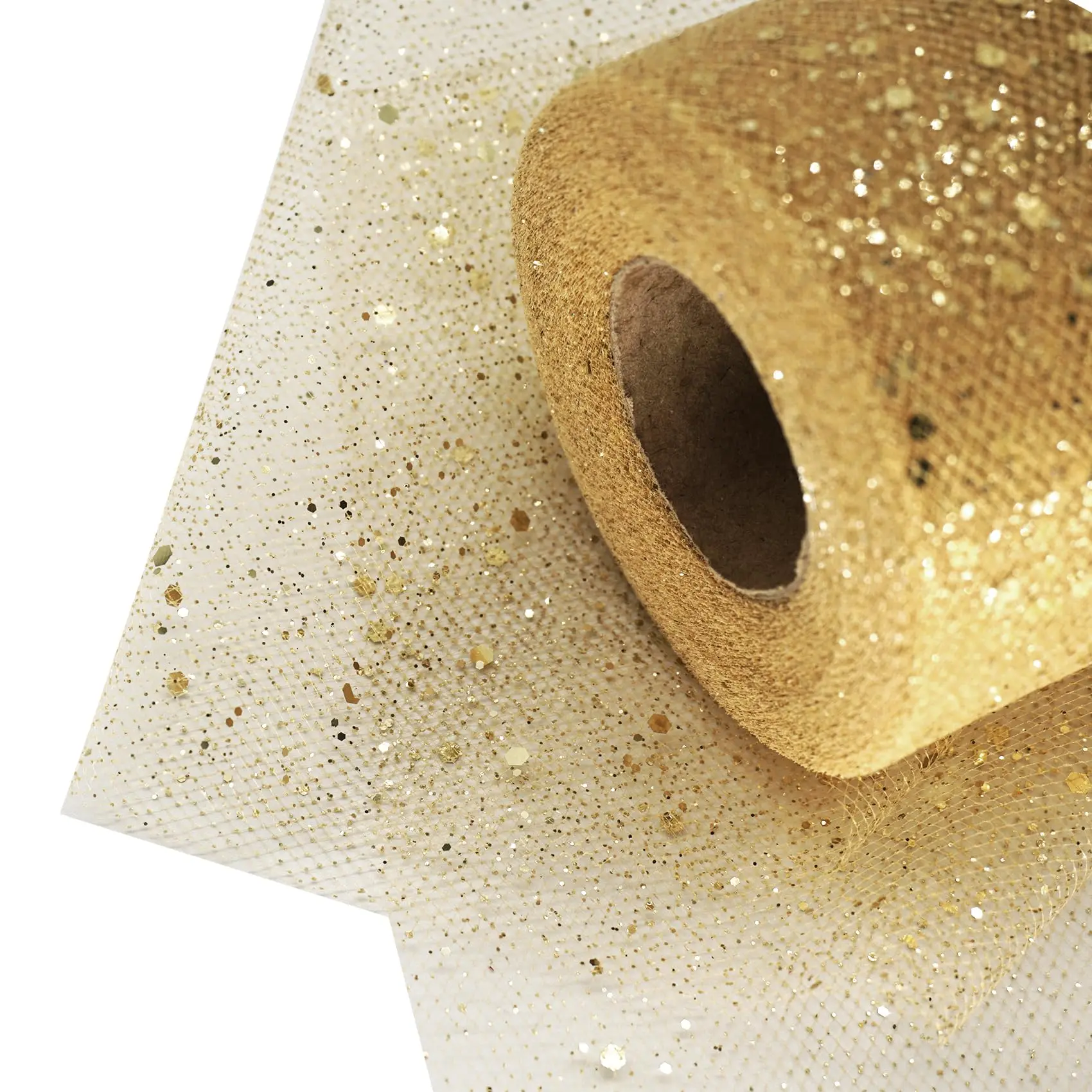 Wholesale price Gold Glitter fabric 6 Inch 50 for Wedding, Tutu Skirt, Gift Wrapping, Party Decoration