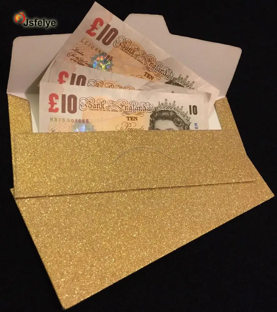 Sparkling Gold Glitter Wedding Invite Money Gift Envelope Christmas Cash Wallet