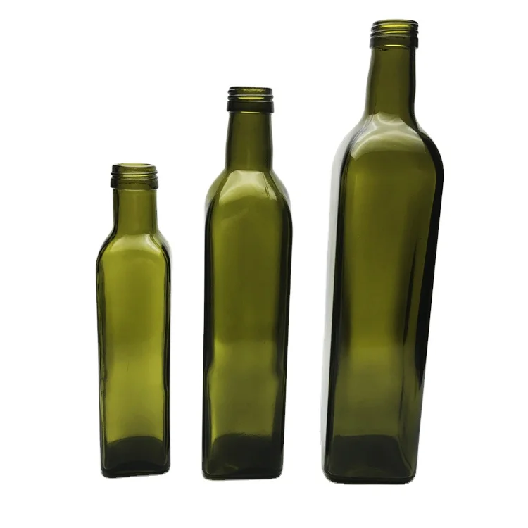 acceptable logo 250 ml 500 ml 750 ml dark antique green color olive oil glass bottles