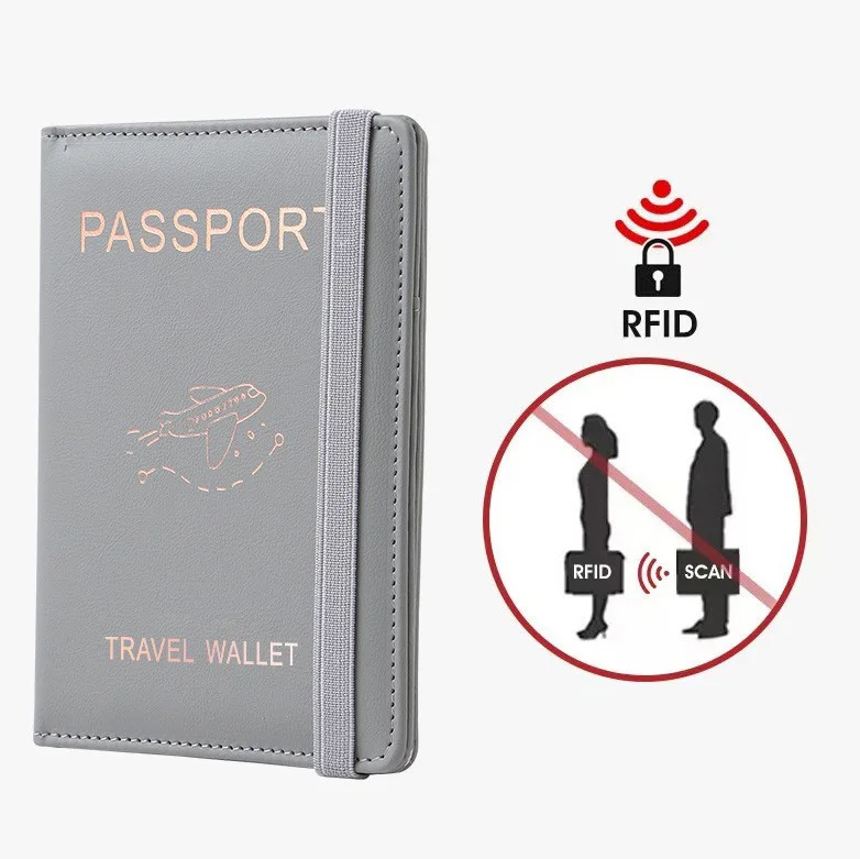 Family PU leather low price designer  wholesale 2 fold passport cover RFID blocking  best travel wallet passport holder