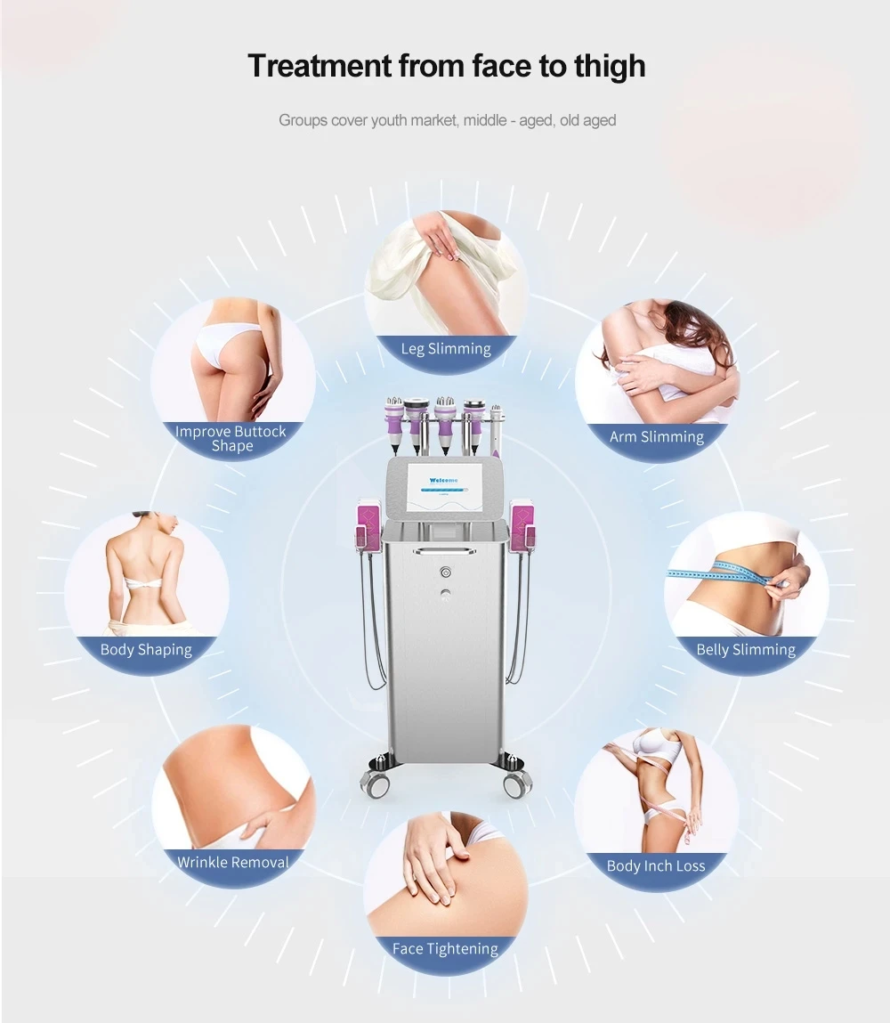 Ultrasonic 40K Cavitation Body Slimming Beauty Machine 6 In 1 Remove Cellulite Weight Loss SlimMing Machine