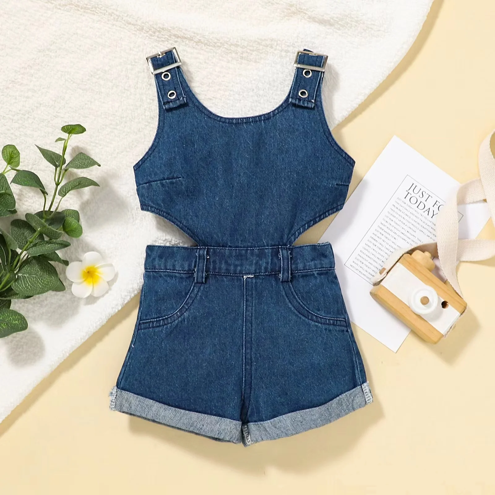 Conyson Wholesale Support Custom Baby Clothes Newborn Organic Cotton Sleeveless Premium Factories New Born Girl Denim Jumpsuit