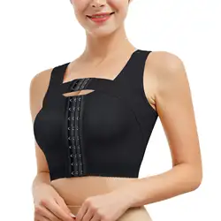 Full Coverage Breast Support Band Posture Corrector Front Closure Post-Surgery Recovery Bra For Women