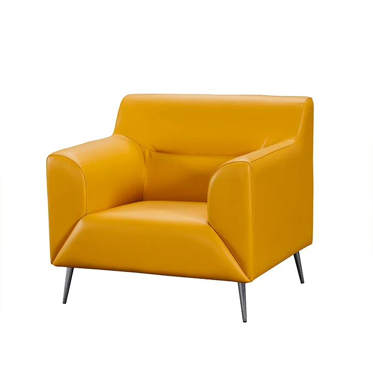 2022 Light Luxury Office Living Room Sofas Modern Design Yellow Sofa Set Furniture Leather PU Yellow Sofa
