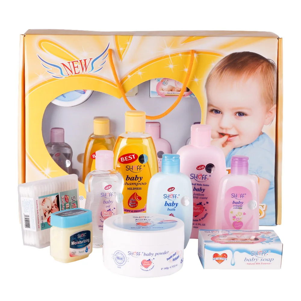 
New Promotional Combination 9 Piece Skin Care Newborn Baby Bath Gift Set Private Label For Skin Moisturizing 