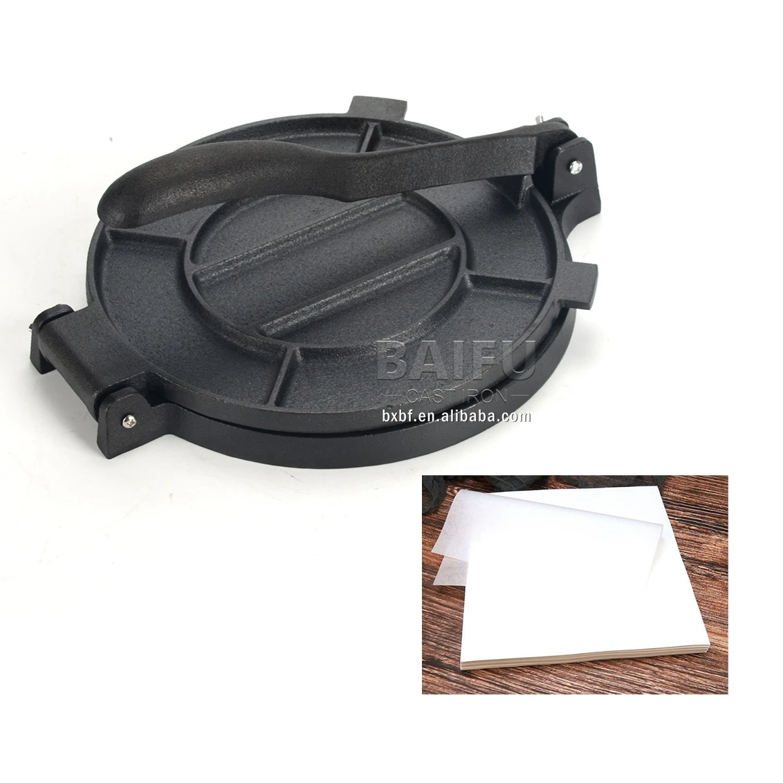 10 inch 8 Inch Tortilla Maker Flour Tortilla press Rotis Dough Press with parchment paper 20 cm 25 cm Cast Iron Tortilla Press