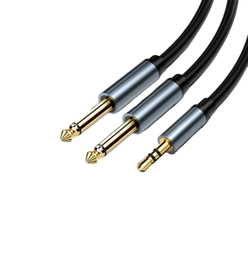 Hot sale High quality 35mm to double 65mm audio line one-to-two male to public phone voice console power amplifier audio adapter