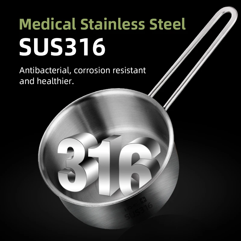 Milk pot 316 stainless steel cooking pots 16 18cm milk soup pot with glass lid