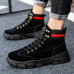 Autumn winter men lace up work boots casual ankle boots non-slip breathable shoes