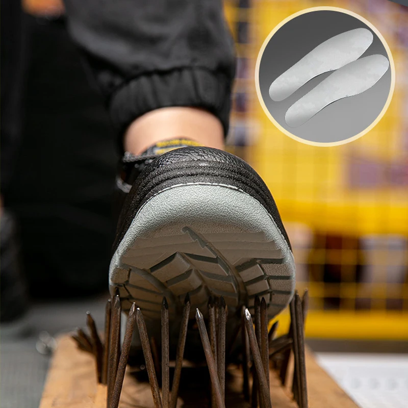 Genuine Leather Mens Safety Shoes Steel Toe S1P S3 Construction Safety Boots Anti Puncture Industrial Safety Shoes For Worker