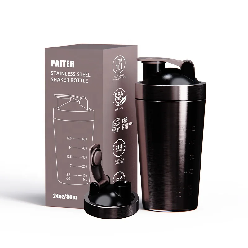 24/30 oz single walled Stainless Steel blender shaker bottle for ice metal bottle mixer shaker bottle for wholesale